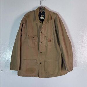 Carhartt Chore Coat Mens XL Tan Brown Blanket Lined Canvas Jacket USA Rancher